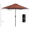 OMBRELLONE DA GIARDINO INCLINABILE CON MANOVELLA IN ALLUMINIOMETALLO E POLIESTERE Ø 260X235 CM NERO E CAFFÈ