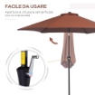 OMBRELLONE DA GIARDINO INCLINABILE CON MANOVELLA IN ALLUMINIOMETALLO E POLIESTERE Ø 260X235 CM NERO E CAFFÈ