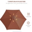 OMBRELLONE DA GIARDINO INCLINABILE CON MANOVELLA IN ALLUMINIOMETALLO E POLIESTERE Ø 260X235 CM NERO E CAFFÈ