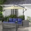 OMBRELLONE DA GIARDINO DECENTRATO CON BASE A CROCE E APERTURA A MANOVELLA 294X193CM BEIGE