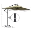 OMBRELLONE DA GIARDINO DECENTRATO CON BASE A CROCE E APERTURA A MANOVELLA 294X193CM BEIGE