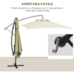 OMBRELLONE DA GIARDINO DECENTRATO CON BASE A CROCE E APERTURA A MANOVELLA 294X193CM BEIGE