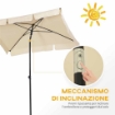 OMBRELLONE DA GIARDINO RETTANGOLARE E REGOLABILE CON PALO IN ALLUMINIO 2X1.3X2.5 M BEIGE