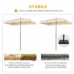 OMBRELLONE DA GIARDINO RETTANGOLARE E REGOLABILE CON PALO IN ALLUMINIO 2X1.3X2.5 M BEIGE