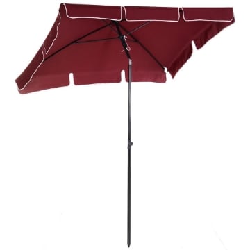 OMBRELLONE DA GIARDINO RETTANGOLARE E REGOLABILE CON PALO IN ALLUMINIO 2X1.3X2.5 M ROSSO VINO