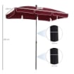 OMBRELLONE DA GIARDINO RETTANGOLARE E REGOLABILE CON PALO IN ALLUMINIO 2X1.3X2.5 M ROSSO VINO