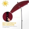 OMBRELLONE DA GIARDINO RETTANGOLARE E REGOLABILE CON PALO IN ALLUMINIO 2X1.3X2.5 M ROSSO VINO