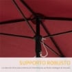 OMBRELLONE DA GIARDINO RETTANGOLARE E REGOLABILE CON PALO IN ALLUMINIO 2X1.3X2.5 M ROSSO VINO