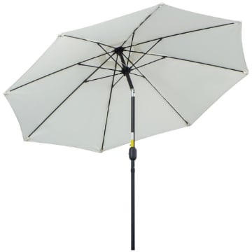 OMBRELLONE DA GIARDINO ROTONDO CON MANOVELLA E INCLINABILE A 3 LIVELLI Ø 265X240 CM CREMA
