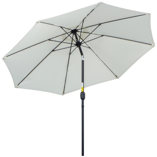 OMBRELLONE DA GIARDINO ROTONDO CON MANOVELLA E INCLINABILE A 3 LIVELLI Ø 265X240 CM CREMA
