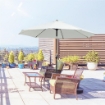 OMBRELLONE DA GIARDINO ROTONDO CON MANOVELLA E INCLINABILE A 3 LIVELLI Ø 265X240 CM CREMA