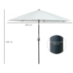 OMBRELLONE DA GIARDINO ROTONDO CON MANOVELLA E INCLINABILE A 3 LIVELLI Ø 265X240 CM CREMA