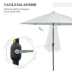 OMBRELLONE DA GIARDINO ROTONDO CON MANOVELLA E INCLINABILE A 3 LIVELLI Ø 265X240 CM CREMA