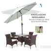 OMBRELLONE DA GIARDINO ROTONDO CON MANOVELLA E INCLINABILE A 3 LIVELLI Ø 265X240 CM CREMA