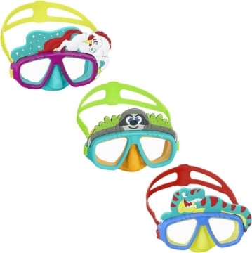 BESTWAY MASCHERA SUBACQUEA PER BAMBINI CON ANIMALETTI DAI 3 ANNI + COLORI E FANTASIA ASSORTITA