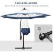 OMBRELLONE DA GIARDINO A BRACCIO 3X2 M CON MANOVELLA METALLO E POLIESTERE BLU SCURO E CREMA
