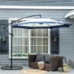 OMBRELLONE DA GIARDINO A BRACCIO 3X2 M CON MANOVELLA METALLO E POLIESTERE BLU SCURO E CREMA