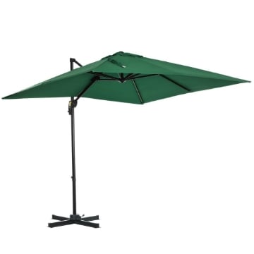 OMBRELLONE DA GIARDINO A MANOVELLA 2.5X2.5 M CON ROTAZIONE 360° E PARASOLE REGOLABILE VERDE