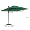 OMBRELLONE DA GIARDINO A MANOVELLA 2.5X2.5 M CON ROTAZIONE 360° E PARASOLE REGOLABILE VERDE