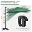 OMBRELLONE DA GIARDINO A MANOVELLA 2.5X2.5 M CON ROTAZIONE 360° E PARASOLE REGOLABILE VERDE