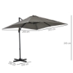 OMBRELLONE DA GIARDINO A MANOVELLA 2.5X2.5 M CON ROTAZIONE 360° E PARASOLE REGOLABILE GRIGIO CHIARO