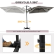 OMBRELLONE DA GIARDINO A MANOVELLA 2.5X2.5 M CON ROTAZIONE 360° E PARASOLE REGOLABILE GRIGIO CHIARO