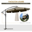 OMBRELLONE DA GIARDINO A BRACCIO CON APERTURA A MANOVELLA IN METALLO E POLIESTERE Ø 2.7X2.7 M CAFFÈ