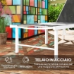 LETTINO SDRAIO CON SCHIENALE REGOLABILE SU 5 LIVELLI, IN ACCIAIO E TEXTILENE, 60X166X84 CM, BIANCO E GRIGIO