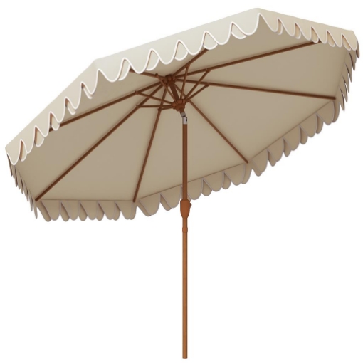 OMBRELLONE DA GIARDINO A MANOVELLA E INCLINABILE PRESE D'ARIA E 8 STECCHE 2.7X2.4 M CREMA