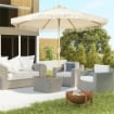 OMBRELLONE DA GIARDINO A MANOVELLA INCLINABILE E PALO A 2 SEZIONI POLIESTERE E METALLO 2.6X2.4 M CREMA