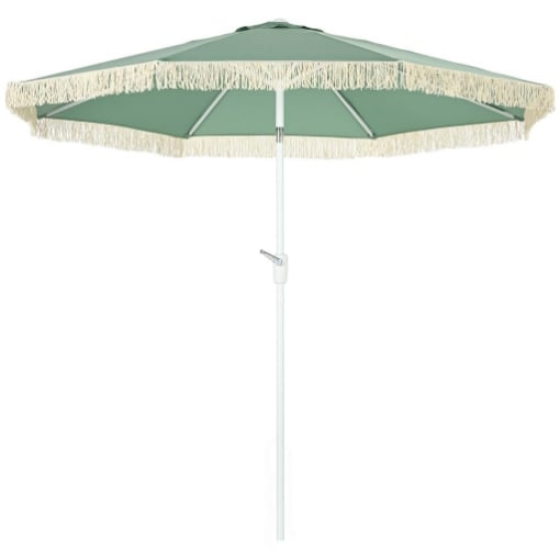 OMBRELLONE DA GIARDINO A MANOVELLA INCLINABILE E PALO A 2 SEZIONI POLIESTERE E METALLO 2.6X2.4 M VERDE