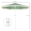 OMBRELLONE DA GIARDINO A MANOVELLA INCLINABILE E PALO A 2 SEZIONI POLIESTERE E METALLO 2.6X2.4 M VERDE