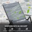 LETTINO SDRAIO PIEGHEVOLE E RECLINABILE IN 5 POSIZIONI CON ROTELLE, IN METALLO E TEXTILENE, 72X158X84 CM, GRIGIO