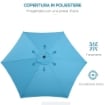 OMBRELLONE DA GIARDINO Ø 2.6X2.4 M CON MANOVELLA E TESTA INCLINABILE IN ALLUMINIO E POLIESTERE BLU