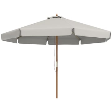 OMBRELLONE DA GIARDINO CON DOPPIO TETTUCCIO IN BAMBÙ E POLIESTERE Ø 325X250 CM GRIGIO