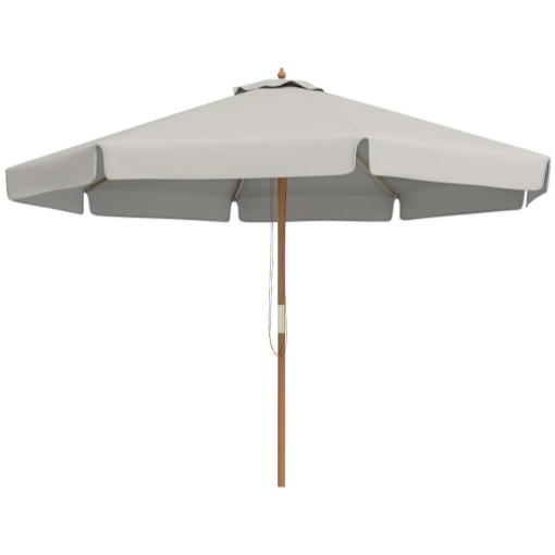 OMBRELLONE DA GIARDINO CON DOPPIO TETTUCCIO IN BAMBÙ E POLIESTERE Ø 325X250 CM GRIGIO
