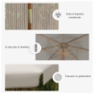 OMBRELLONE DA GIARDINO CON DOPPIO TETTUCCIO IN BAMBÙ E POLIESTERE Ø 325X250 CM GRIGIO