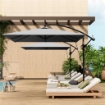 OMBRELLONE DA GIARDINO A SBALZO 3X2.5 M CON MANOVELLA INCLINABILE E GIREVOLE CON COPERTURA GRIGIO