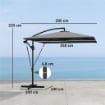 OMBRELLONE DA GIARDINO A SBALZO 3X2.5 M CON MANOVELLA INCLINABILE E GIREVOLE CON COPERTURA GRIGIO