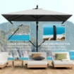 OMBRELLONE DA GIARDINO A SBALZO 3X2.5 M CON MANOVELLA INCLINABILE E GIREVOLE CON COPERTURA GRIGIO