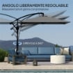 OMBRELLONE DA GIARDINO A SBALZO 3X2.5 M CON MANOVELLA INCLINABILE E GIREVOLE CON COPERTURA GRIGIO