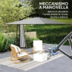 OMBRELLONE DA GIARDINO A SBALZO 3X2.5 M CON MANOVELLA INCLINABILE E GIREVOLE CON COPERTURA GRIGIO
