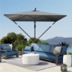 OMBRELLONE DA GIARDINO A SBALZO 3X2.5 M CON MANOVELLA INCLINABILE E GIREVOLE CON COPERTURA GRIGIO