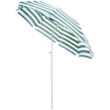 OMBRELLONE DA SPIAGGIA INCLINABILE E ROTONDO IN METALLO E POLIESTERE Ø 1.8X2 M VERDE E BIANCO