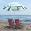 OMBRELLONE DA SPIAGGIA INCLINABILE E ROTONDO IN METALLO E POLIESTERE Ø 1.8X2 M VERDE E BIANCO