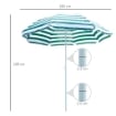 OMBRELLONE DA SPIAGGIA INCLINABILE E ROTONDO IN METALLO E POLIESTERE Ø 1.8X2 M VERDE E BIANCO