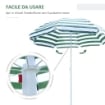 OMBRELLONE DA SPIAGGIA INCLINABILE E ROTONDO IN METALLO E POLIESTERE Ø 1.8X2 M VERDE E BIANCO