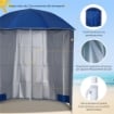 OMBRELLONE DA SPIAGGIA CON TENDA INTEGRATA IN METALLO E POLIESTERE Ø 220X220 CM BLU