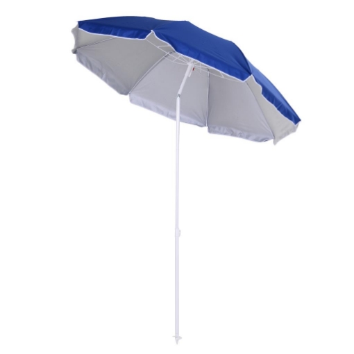 OMBRELLONE DA SPIAGGIA INCLINABILE CON FODERA RIFLETTENTE IN ACCIAIO E POLIESTERE Ø 1.7X2.05 M BLU