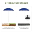 OMBRELLONE DA SPIAGGIA INCLINABILE CON FODERA RIFLETTENTE IN ACCIAIO E POLIESTERE Ø 1.7X2.05 M BLU
